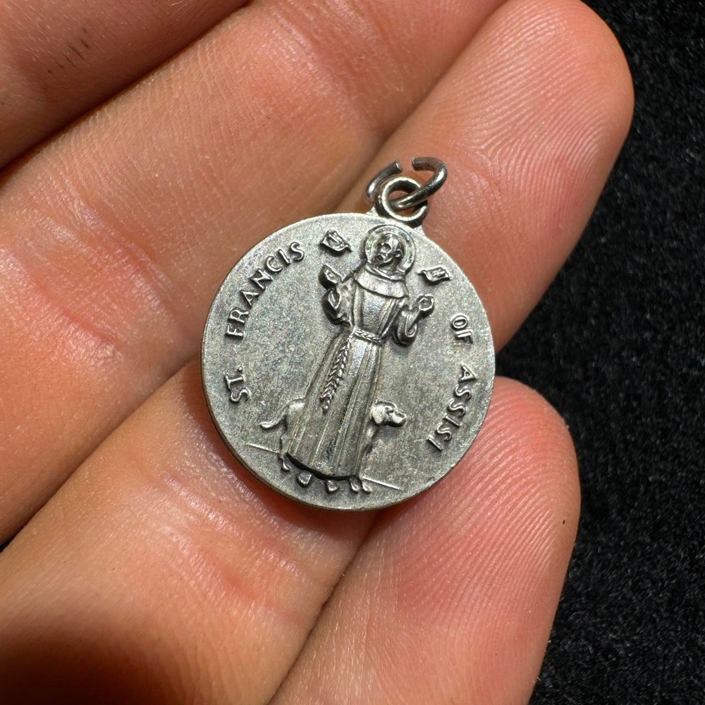 Antaya Sterling Silver St Francis of Assisi Religious Medal Pendant Charm